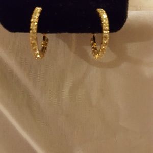Gold crystal rhinestone hoop earrings New